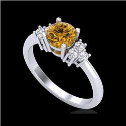 1 ctw Intense Yellow Diamond Engagement Ring 18K White Gold