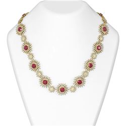51.18 ctw Ruby & Diamond Necklace 18K Yellow Gold