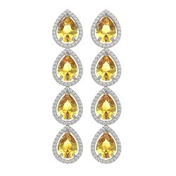 9.2 ctw Fancy Citrine & Diamond Micro Pave Halo Earrings 10K White Gold