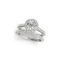 1.71 ctw Certified VS/SI Diamond 2pc Wedding Set Halo 14K White Gold