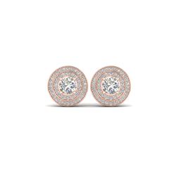 1.45 ctw VS/SI Diamond Art Deco Halo Stud Earrings 14K Rose Gold