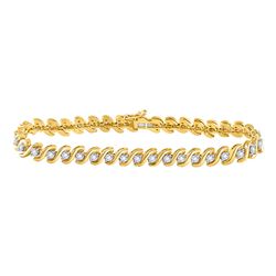10kt Yellow Gold Round Diamond S-Link Tennis Bracelet 1/2 Cttw