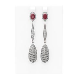 6.68 ctw Ruby & Diamond Earrings 18K White Gold