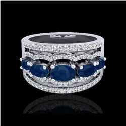 2.25 ctw Sapphire & Micro Pave VS/SI Diamond Designer Ring 10K White Gold