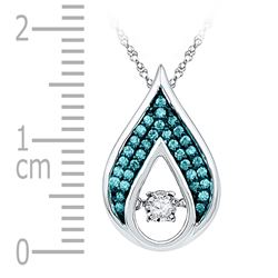 10kt White Gold Round Diamond Solitaire Teardrop Moving Pendant 1/5 Cttw