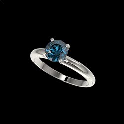 1.25 ctw Certified Intense Blue Diamond Engagement Ring 10K White Gold