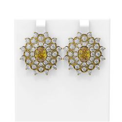 8.08 ctw Canary Citrine & Diamond Earrings 18K Yellow Gold