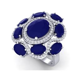 9.86 ctw Designer Sapphire & VS Diamond Ring 18K White Gold