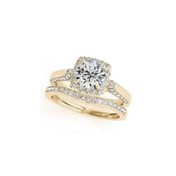 1.64 ctw Certified VS/SI Diamond 2pc Wedding Set Halo 14K Yellow Gold