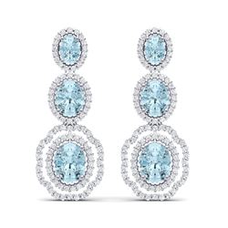 17.46 ctw Sky Topaz & VS Diamond Earrings 18K White Gold