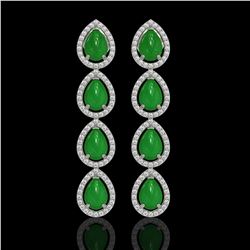 6.20 ctw Jade & Diamond Micro Pave Halo Earrings 10K White Gold