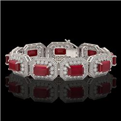 61.92 ctw Certified Ruby & Diamond Victorian Bracelet 14K White Gold