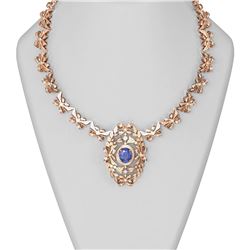 11.91 ctw Tanzanite & Diamond Necklace 18K Rose Gold