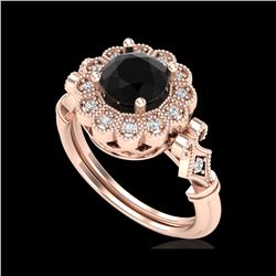 1.2 ctw Fancy Black Diamond Engagement Art Deco Ring 18K Rose Gold