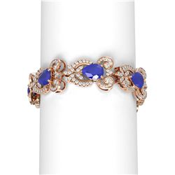 32.35 ctw Sapphire & Diamond Bracelet 18K Rose Gold
