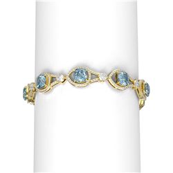 21.25 ctw Aquamarine & Diamond Bracelet 18K Yellow Gold