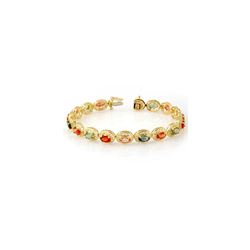 12.90 ctw Multi-color Sapphire Bracelet 10K Yellow Gold