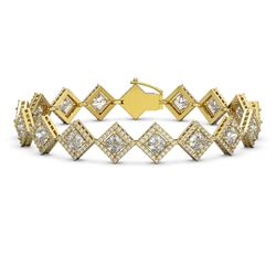 13.5 ctw Princess Cut Diamond Micro Pave Bracelet 18K Yellow Gold