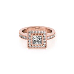 1.11 ctw Certified VS/SI Princess Diamond Halo Ring 18K Rose Gold