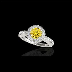 1.75 ctw Certified SI/I Fancy Intense Yellow Diamond Ring 10K White Gold