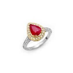 3.10 ctw Ruby & Diamond Ring 14K 2-Tone Gold