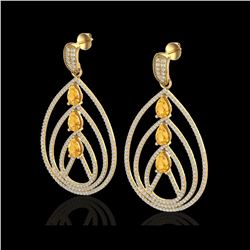 4 ctw Citrine & Micro Pave VS/SI Diamond Earrings 18K Yellow Gold