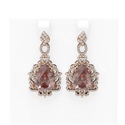 23.45 ctw Morganite & Diamond Earrings 18K Rose Gold