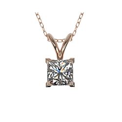 .50 ctw Certified VS/SI Quality Princess Diamond Necklace 10K Rose Gold