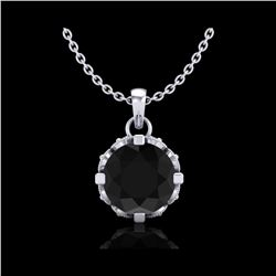 1.14 ctw Fancy Black Diamond Art Deco Stud Necklace 18K White Gold