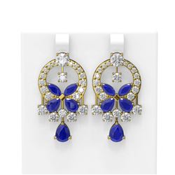 17.33 ctw Sapphire & Diamond Earrings 18K Yellow Gold