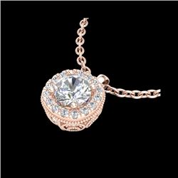 1.1 ctw VS/SI Diamond Solitaire Art Deco Stud Necklace 18K Rose Gold