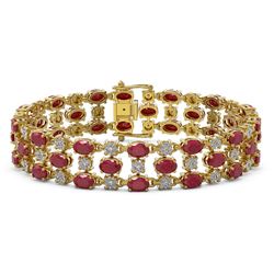 25.85 ctw Ruby & Diamond Bracelet 10K Yellow Gold