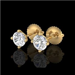 1.01 ctw VS/SI Diamond Solitaire Art Deco Stud Earrings 18K Yellow Gold