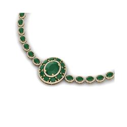 43.54 ctw Emerald & VS Diamond Necklace 18K Yellow Gold