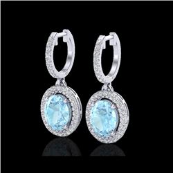 3.25 ctw Aquamarine & Micro Pave VS/SI Diamond Earrings 18K White Gold