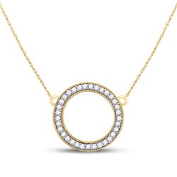 10kt Yellow Gold Round Diamond Circle Pendant Necklace 1/2 Cttw