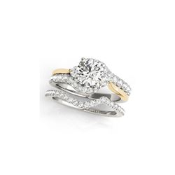 1.31 ctw Certified VS/SI Diamond Bypass Solitaire 2pc Set Ring 14K White & Yellow Gold