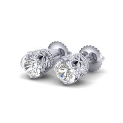 1.85 ctw VS/SI Diamond Solitaire Art Deco Stud Earrings 18K White Gold