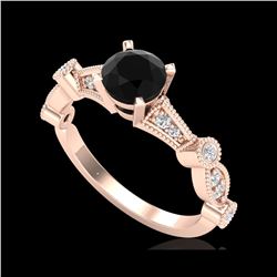 1.03 ctw Fancy Black Diamond Engagement Art Deco Ring 18K Rose Gold