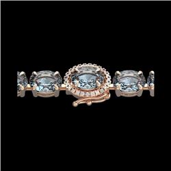36 ctw Sky Blue Topaz & VS/SI Diamond Micro Bracelet 14K Rose Gold