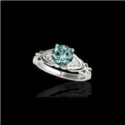 1.1 ctw SI Certified Fancy Blue Diamond Solitaire Ring 10K White Gold