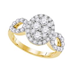 10kt Yellow Gold Round Diamond Oval Frame Cluster Ring 1-3/4 Cttw