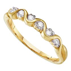 10kt Yellow Gold Round Diamond Wave Band Ring 1/10 Cttw