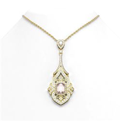 9.44 ctw Morganite & Diamond Necklace 18K Yellow Gold