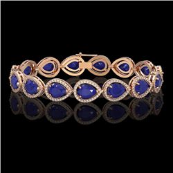 30.06 ctw Sapphire & Diamond Micro Pave Halo Bracelet 10K Rose Gold