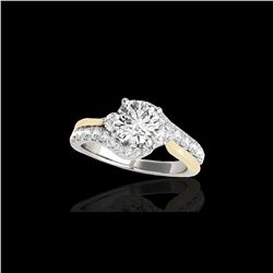 1.6 ctw Certified Diamond Bypass Solitaire Ring 10K White & Yellow Gold