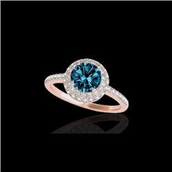 2.15 ctw SI Certified Fancy Blue Diamond Halo Ring 10K Rose Gold