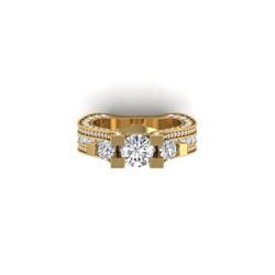 5.5 ctw VS/SI Diamond Art Deco 3 Stone Micro Ring 18K Yellow Gold