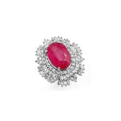 12.16 ctw Ruby & Diamond Ring 18K White Gold