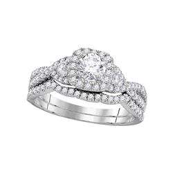 14kt White Gold Round Diamond Bridal Wedding Engagement Ring Band Set 1.00 Cttw